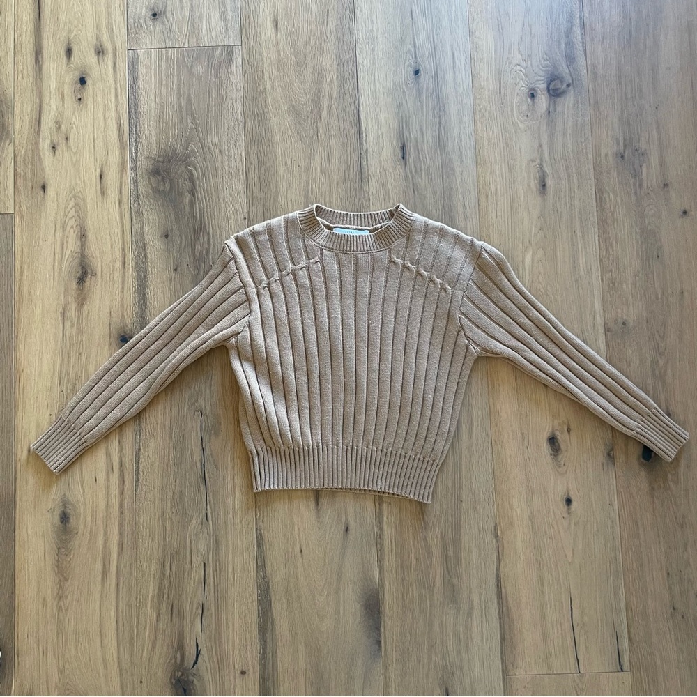 Tome Collective Ribbed Crew Neck crop top beige tan Sweater